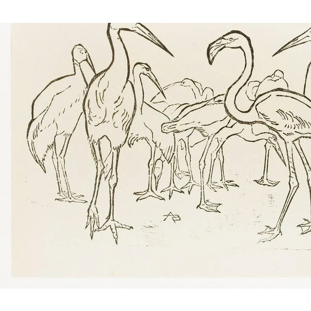 Storks And Flamingos is an impressive original black and white xylograph on paper realized by Anonymous artist in the XX...