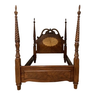 Early American Mahogany and Cherry Queen Four Poster Bedframe For Sale