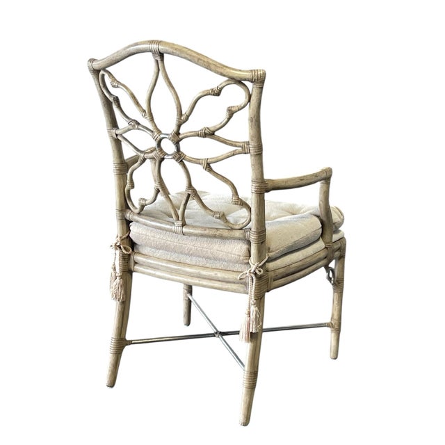 Late 20th Century Ferguson Copeland Pavillion Dining Chairs, Set of Six, Fretwork Rattan, Target Back, Vintage For Sale - Image 5 of 12