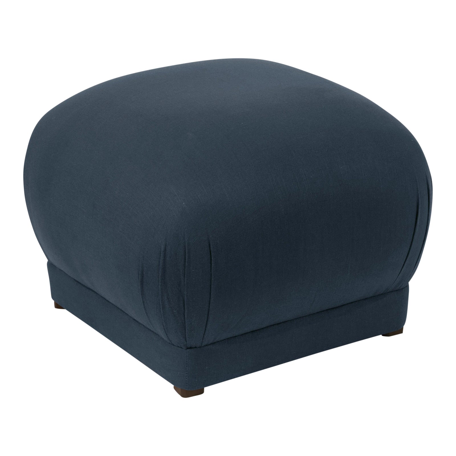 Linen Navy Square Ottoman Chairish