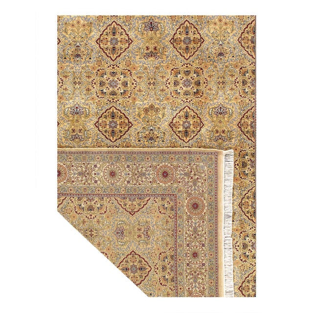 Traditional Persian Fine Hand Knotted Tabriz Design 6'1'' X 8'7'' For Sale - Image 3 of 3