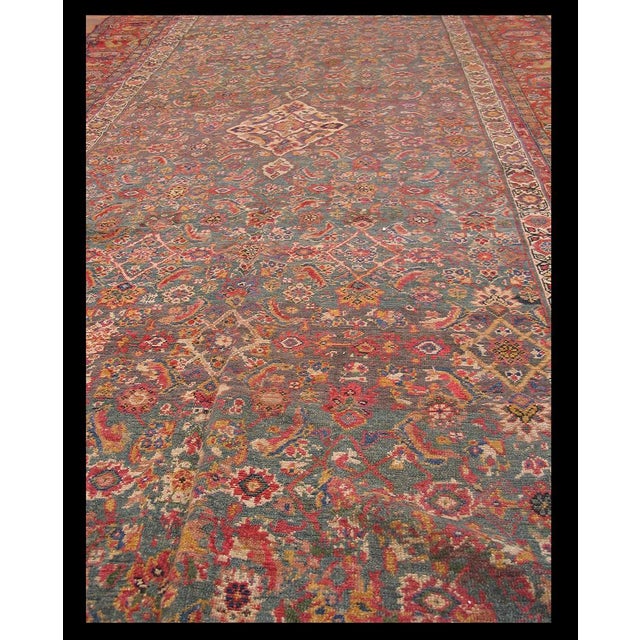 1820s Green Herati Medallion Antique n.w. Persian Gallery Rug 6'10" X 17' Handknotted Wool Carpet For Sale - Image 16 of 18