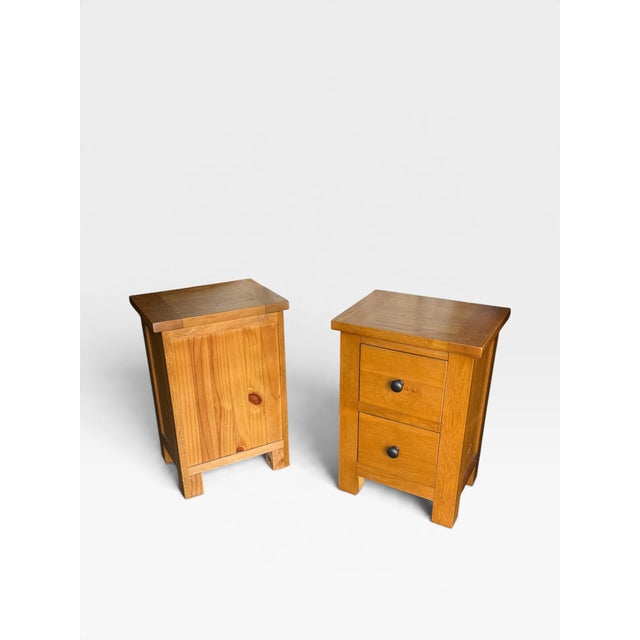 Rustic Wooden Bedside Tables, 2000, Set of 2 For Sale - Image 4 of 8