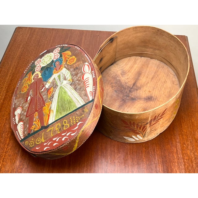 Late 18th Century Antique Swedish Polychrome Painted Marriage Box Dated 1798 For Sale - Image 5 of 10