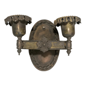 Antique Art Deco Cathederal 2 Light Wall Sconce for Repair