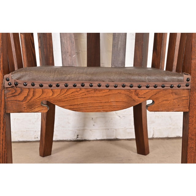 Stickley Brothers Style Antique Mission Oak Arts & Crafts Cube Club Chair For Sale - Image 9 of 13