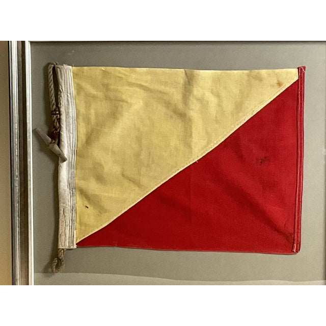Mid 20th Century Vintage Nautical Signal Flag In Shadow Box Frame For Sale - Image 5 of 9
