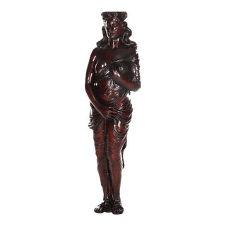 Antique Full Size Carved Mahogany Caryatid Figure of a Classical Woman C1880 For Sale