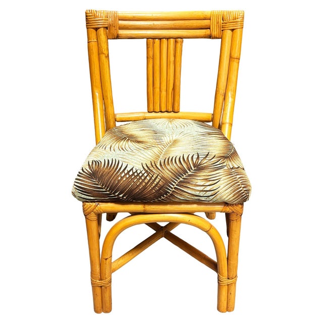 Restored Art Deco Stick Reed Rattan Vanity W/ Round Mirror & Stool For Sale - Image 15 of 17