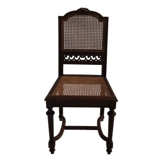 Antique French Wood and Rattan Chair, 1900s For Sale