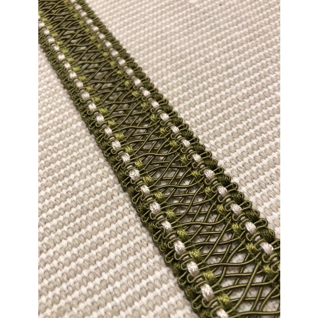 Modern Transitional Olive and Cream Woven Band Fabric Trim - 23 Yards For Sale - Image 3 of 4