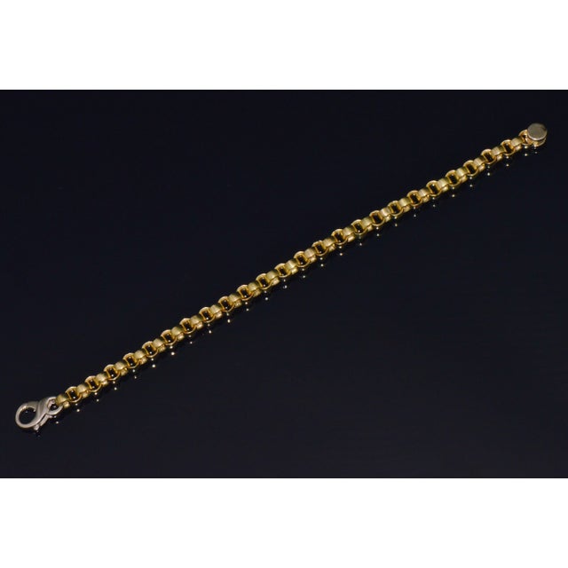 Vintage Italian Solid 18k Gold Rolo Link Stacking Chain Bracelet For Sale In Dallas - Image 6 of 14