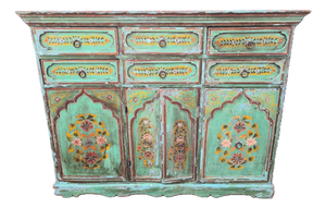 Mid-Century Indian Hand-Painted Wooden Chest of Drawers, 1970s