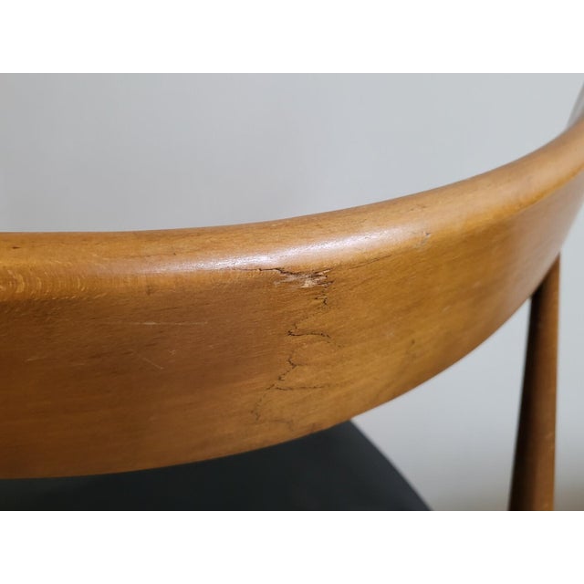 Vintage Scandinavian Chairs in Beech and Black Skai, 1960s, Set of 4 For Sale - Image 11 of 17