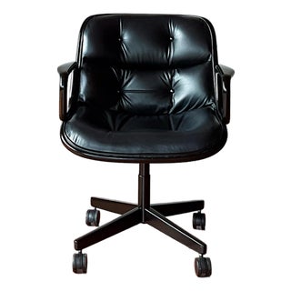 Charles Pollock Executive Chair (1963) Black Leather, 8 Available For Sale