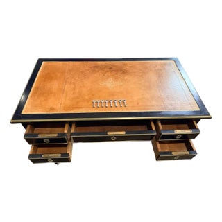 Double Sided Late 19th Century Leather Top English/Italian Desk 5 Drawer / Extendable Top For Sale