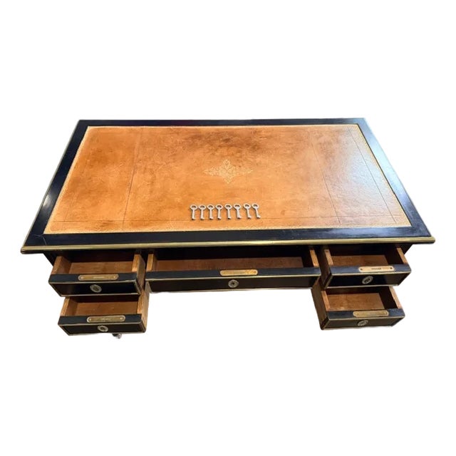 Late 19th Century Leather Top English/Italian Desk 5 Drawer / Extendable Top For Sale