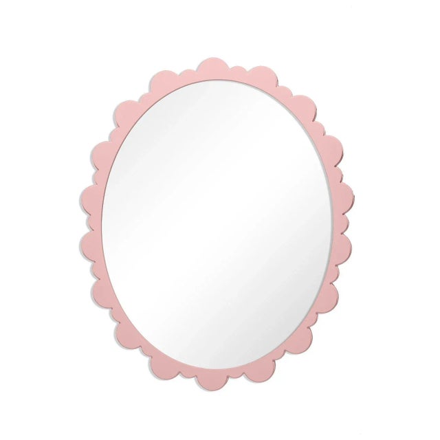Contemporary Fleur Home Garden District Valmont Oval Mirror in Authentic Pink, 42x48 For Sale - Image 3 of 3