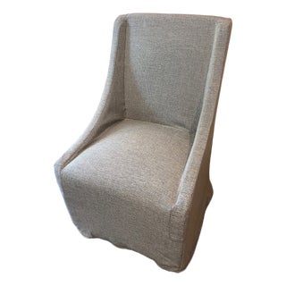 Brand New Classic Home Warwick Slipcovered Rolling Dining Chair in Granite With Casters For Sale