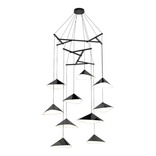 Daniel Becker 'Emily Vertikal 10' Chandelier in Gloss Black for Moss Objects For Sale
