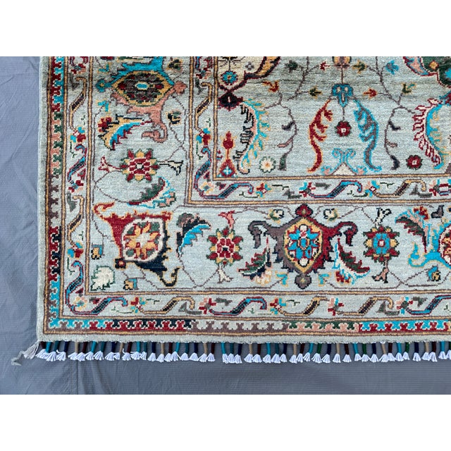 Sage Green Sultanabad Hand-Knotted Wool Rug - 6x8 For Sale - Image 6 of 13