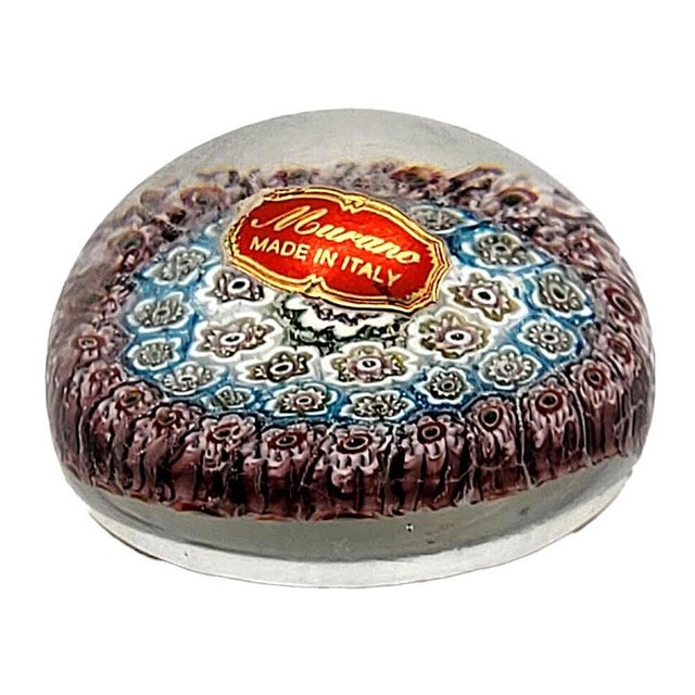 1960s Set of 3 Murano Milifiori Paper Weights With Factory Stickers - Made in Italy For Sale - Image 5 of 6
