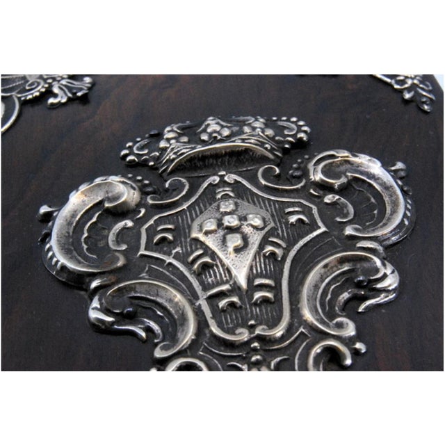 Block Holder in Rosewood with Silver Applications of the Portuguese Coat of Arms, in Good conditions.