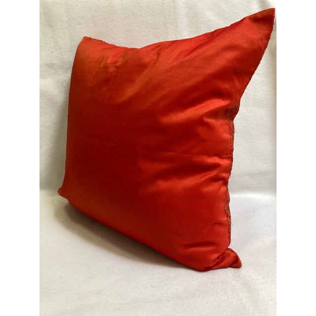 2010s Modern Paprika Abstract Embroidered Pillow Cover For Sale - Image 5 of 6