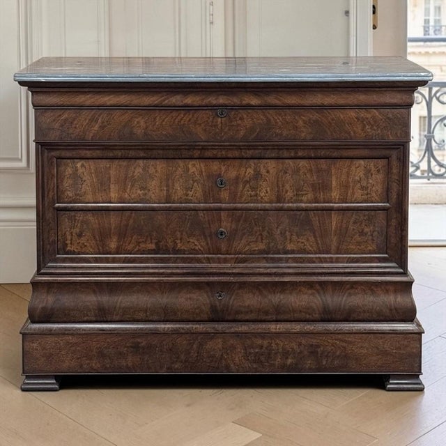 Mid 19th Century 19th Century French Louis Philippe Marble Top Commode ~ Secretary For Sale - Image 5 of 18
