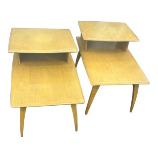 1950’s Blonde Heywood Wakefield Side Tables - Set of 2 For Sale