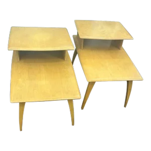 1950’s Blonde Heywood Wakefield Side Tables - Set of 2