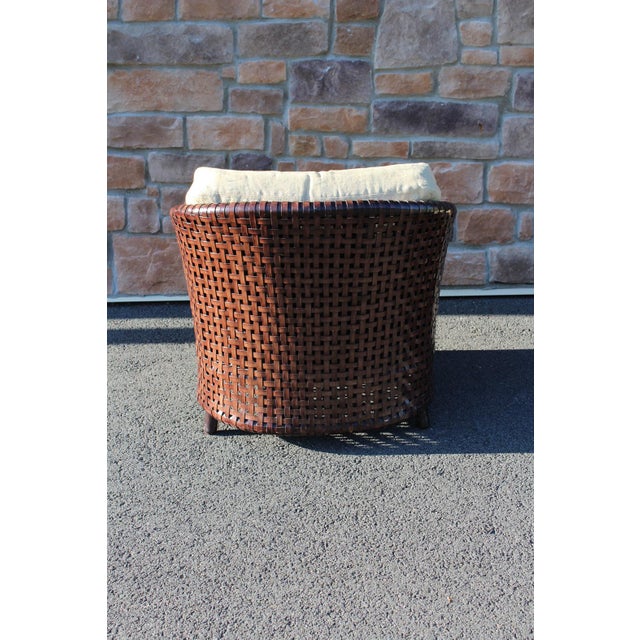 1990s 1990s McGuire Woven Leather Armchair and Ottoman From the Antalya Collection For Sale - Image 5 of 18