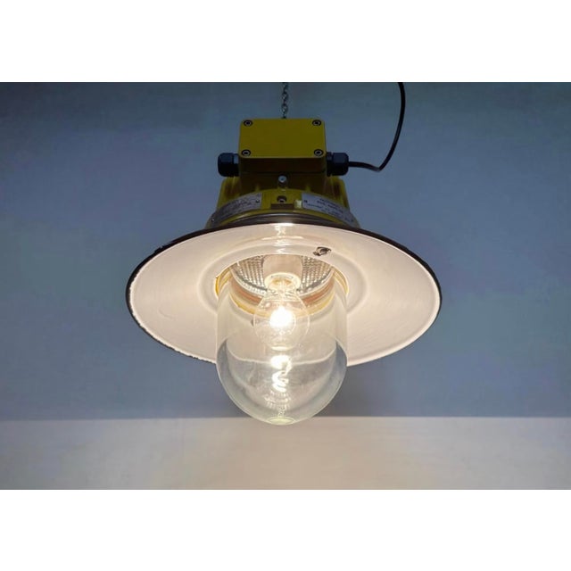 Industrial Yellow Explosion Proof Lamp with Grey Enameled Shade from Elektrosvit, 1990s For Sale - Image 11 of 16