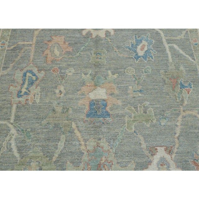 Green & Blue Turkish Oushak Rug 6'1" x 8'10" For Sale In Houston - Image 6 of 9