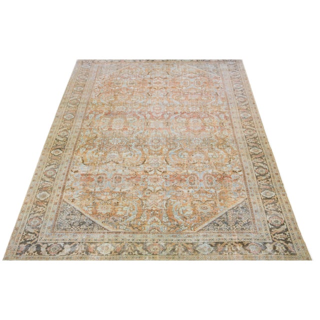 Traditional 1920s Allover Antique Persian Mahal Wool Rug With Orange / Rust Field For Sale - Image 3 of 7