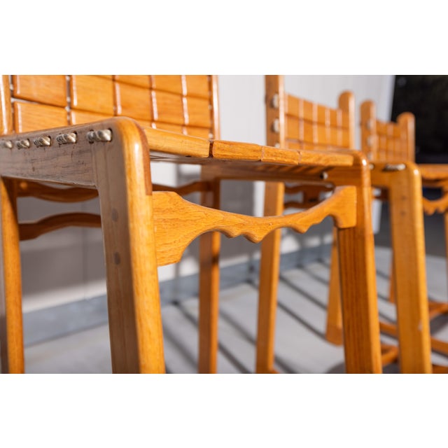 Vintage Studio Handcrafted Oak Counter Stools by John M. Toy - Set of 3 For Sale - Image 14 of 15