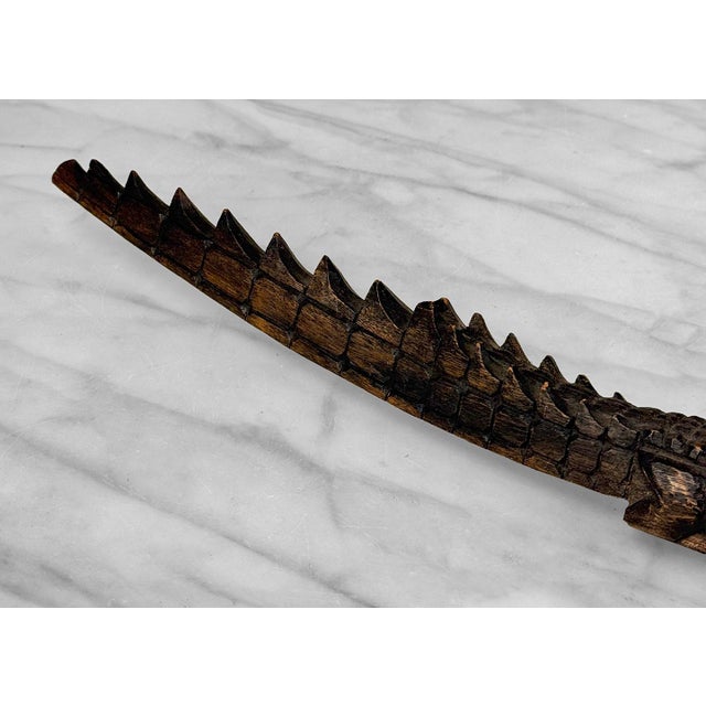 Brown Vintage 23" African Crocodile Wood Carved Sculpture For Sale - Image 8 of 10