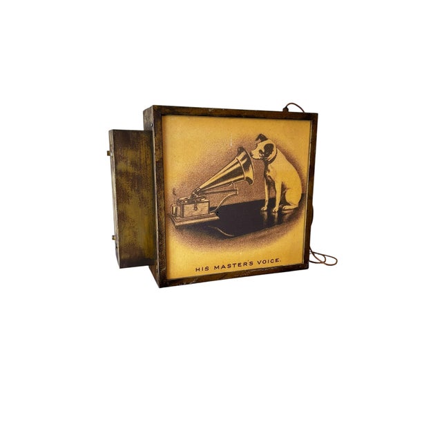 An exceptional original mid-century industrial illuminated sign cabinet, professionally restored and converted into a...