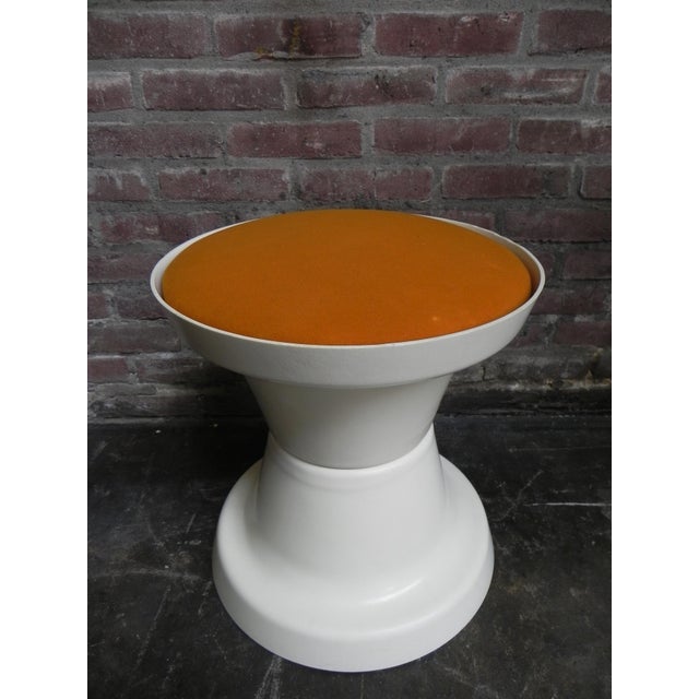Modern Vintage Stool with Orange Seat, 1970s For Sale - Image 3 of 9