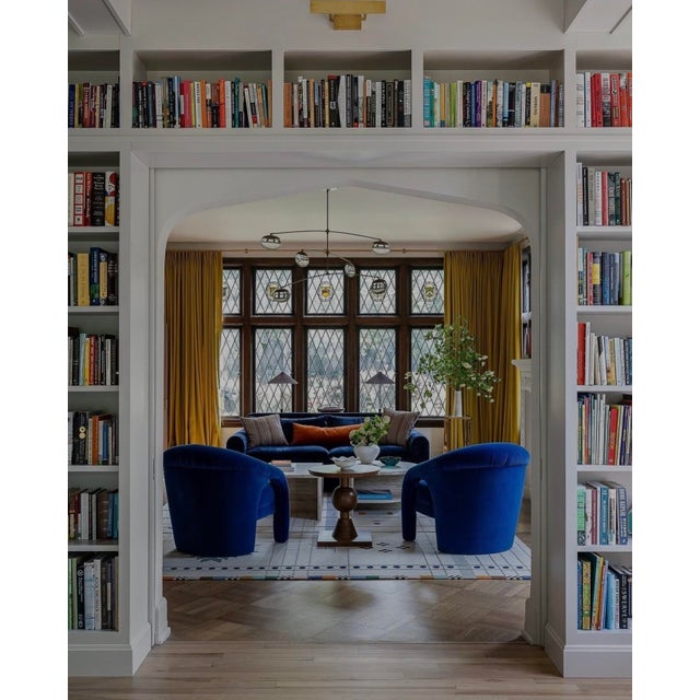 "Elephant Chairs" by Weiman, Style of Vladimir Kagan in Blue Velvet, 1990's For Sale - Image 9 of 9