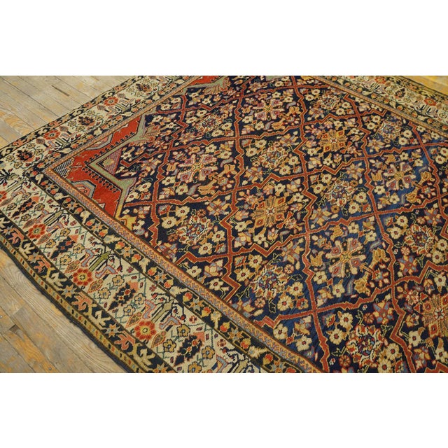 Antique Persian Joshaqan Rug Ivory Border With Scrolling Vines and Flowers Frames the Field For Sale - Image 10 of 18