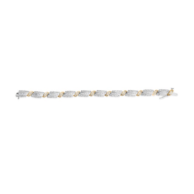 Haus of Brilliance 14K Two Tone Gold 3.00 Cttw Diamond Multi Row and S Link Bracelet (H-I Color, I1-I2 Clarity) - 7" Inches For Sale - Image 4 of 6
