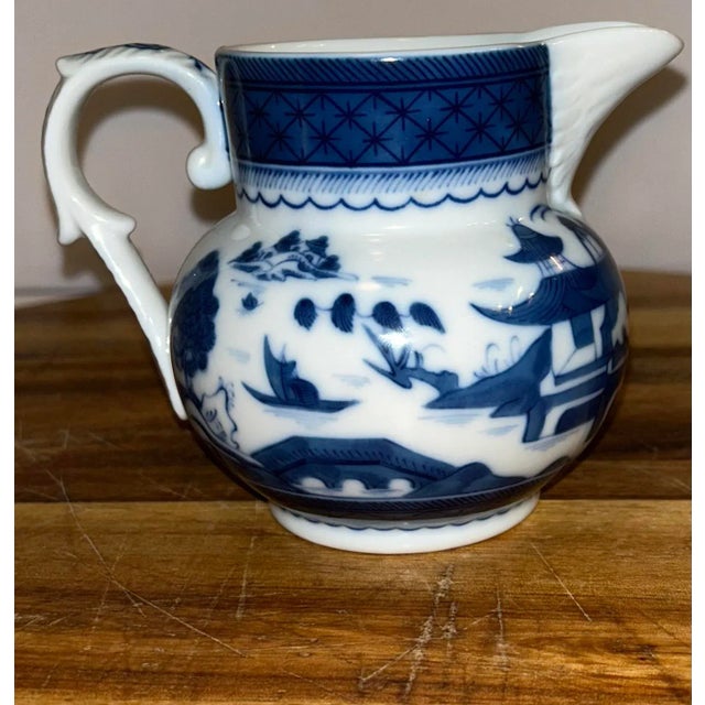 Chinoiserie Blue Willow Transferware Vista Alegre Small Creamer Pitcher For Sale - Image 3 of 7