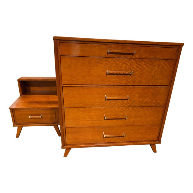 1950s Mainline by Hooker MCM Solid Cherry Bedroom Set "Manhattan Group" Line, 2 Pieces For Sale