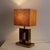 1970s Mid-Century Geometric Table Lamp in Briar and Brass with Canvas Shade, Italy, 1970s For Sale - Image 5 of 6