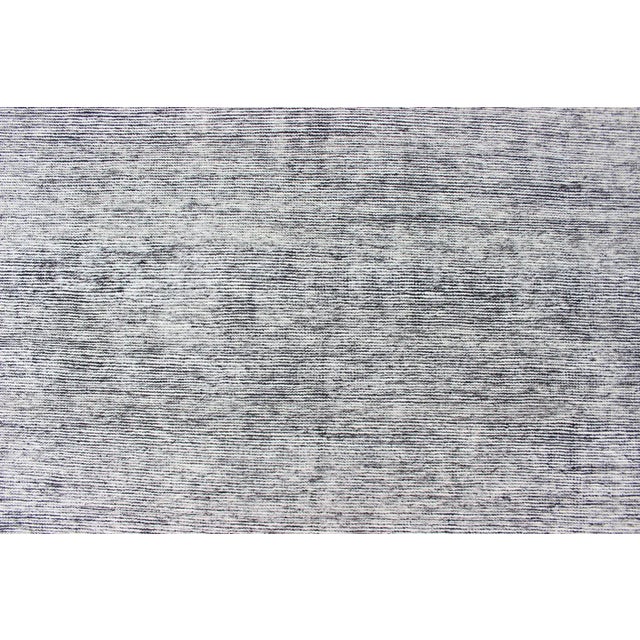 Square Modern Rug in Solid White Color With Distressed Pile and Charcoal Weft For Sale - Image 9 of 13