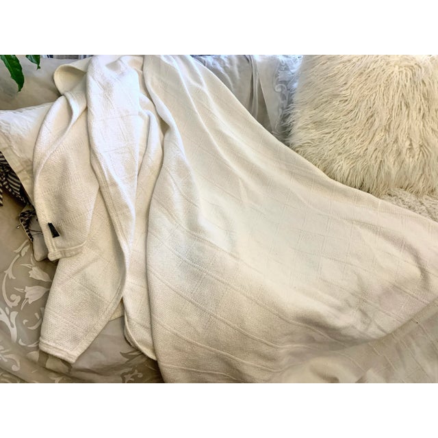 Lauren Ralph Lauren Lauren by Ralph Lauren Classic Knits Cotton Queen 90” X 90” Bed Blanket Usa Made Off White Color, Waffle Weave Pattern For Sale - Image 4 of 12