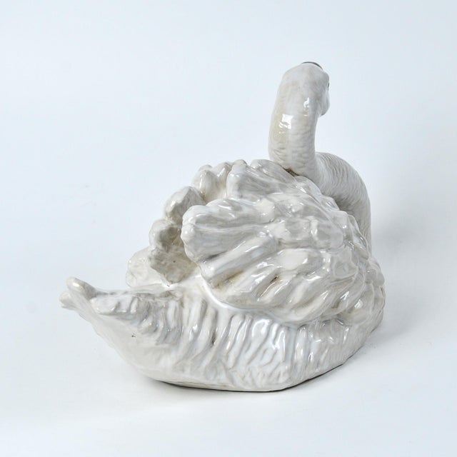 Late 20th Century Large Ceramic Swan Centerpiece For Sale - Image 5 of 18
