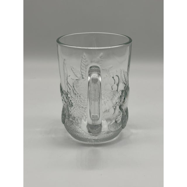 1980s Vintage Arcoroc Gourmande Clear Pressed Glass Coffee Mugs, "Berry" Pattern, Set of 3 Mugs For Sale - Image 5 of 8