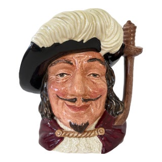 Royal Doulton England 1950s “Porthos” Large Porcelain Toby Mug/Character Jug (D6440) For Sale